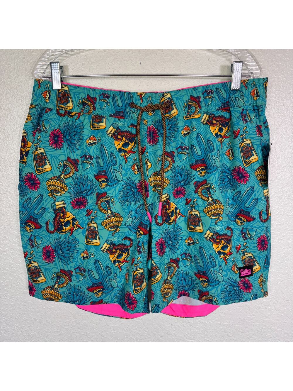 Sullen Swim Trunks Mens Medium Tequila Pardy Skull Party Beach Cruise Resort NEW